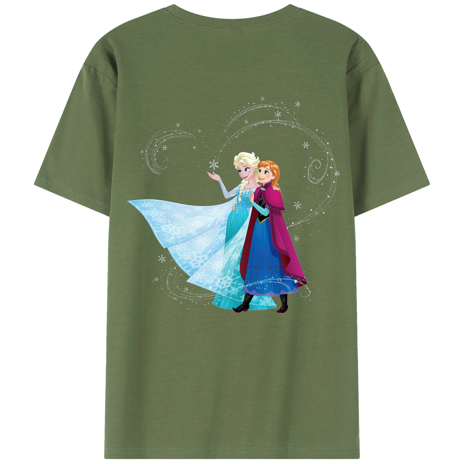 （画像用） アナと雪の女王 アンナ エルサ Frozen Anna Elsa 綿100％ メンズ半袖Tシャツ（バックプリント） 通気性
